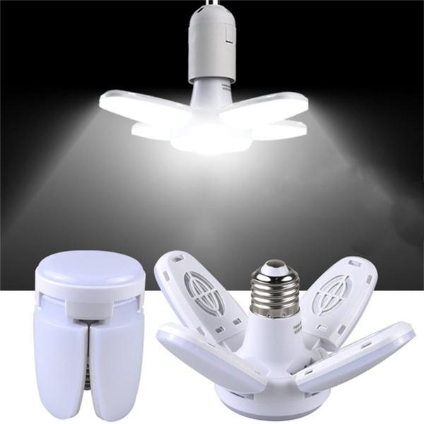E27 LED Fan Blade Light Garage Light Deformable AC85-265V 28W Folding Ceiling Light Workshop Lamp LED Home Ceiling Lighting