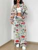 Retro Flower Explosion Autumn and Winter New European and American Women's Clothing Small Daisy Printing Suit Women