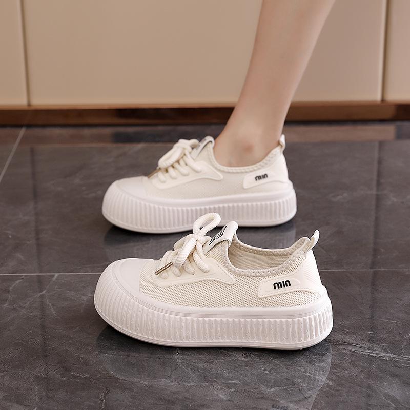 

Women s shoes casual sports shoes soft sole 2024 summer new breathable mesh running shoes trendy shoes versatile board shoes 11 40 бежевий