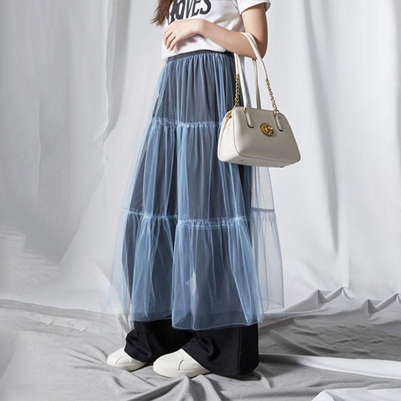Cross-Border Foreign Trade Japan Fashion Half-Length Perspective Mesh Patchwork Pettiskirt Skirt Overskirt Ruffle Skirt Slip Dress Skirt Curtain