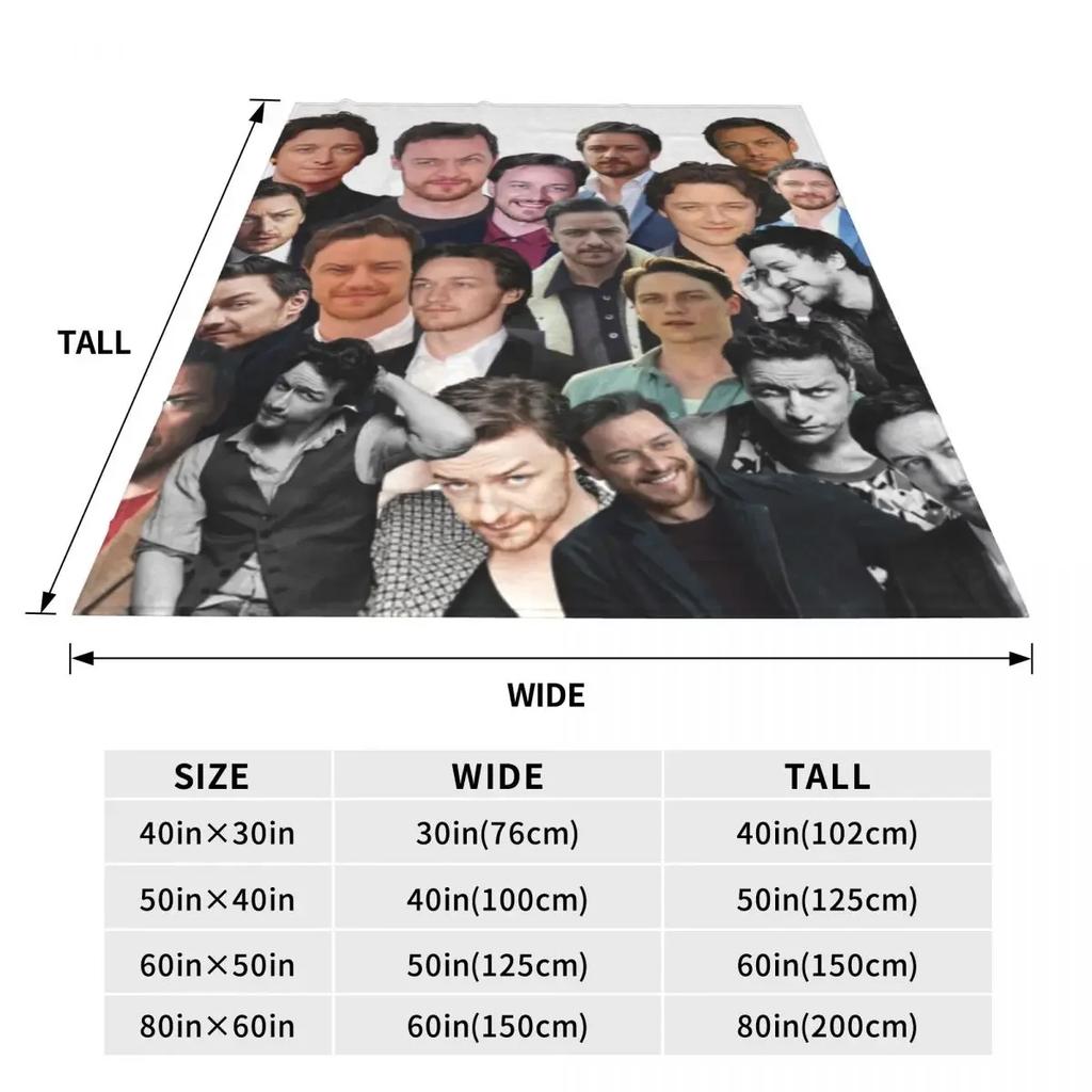 Throw Blanket James McAvoy Photo Collage Micro Fleece Blanket Four Sizes Customizable Warm For Living Room AntiPilling Blanket