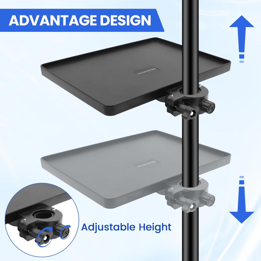 X-STYLE Metal Microphone Stand Tray, Music Stand, and Accessories Holder for Sheet Music, Smartphones, Tuners, and Picks, Black (220165cm)