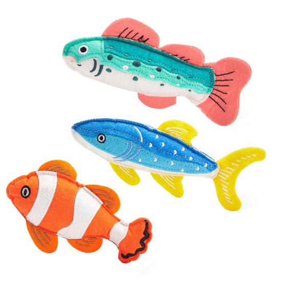 Felt Fish Cat Chew Toy with Catnip Bite Resistant Fish Shape Kitten Teething Boredom Relief Toy Indoor Cats Teeth Cleaning Interactive Toy