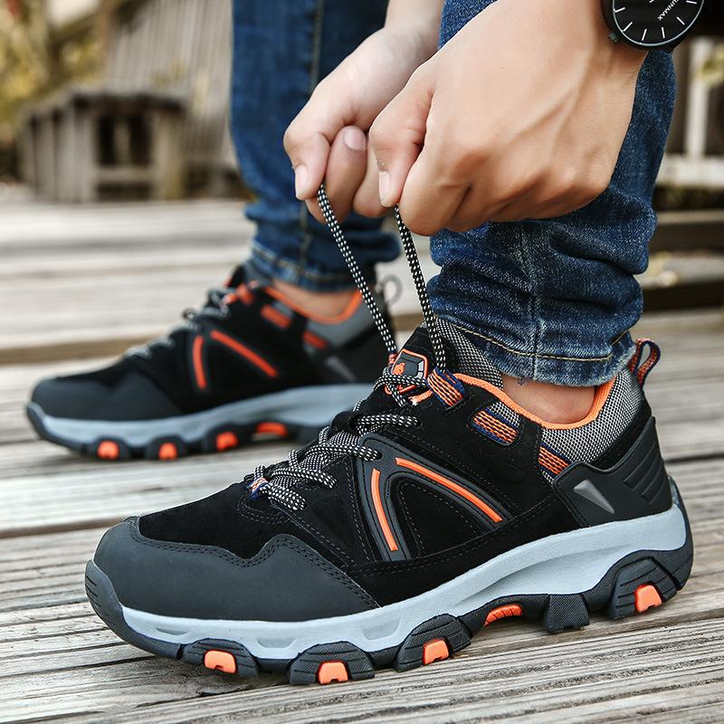 

Новые туфли для мужчин Кожаные повседневные спортивные походные туфли Кроссовки для активного отдыха Горные ботинки для скалолазания 39 чёрный
