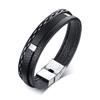 Vnox Bracelets Multi-couches en Cuir Personnalisés avec Logo Nom Citation pour Hommes Bracelet Identité en Acier Inoxydable Personnaliser Cadeau Papa Père
