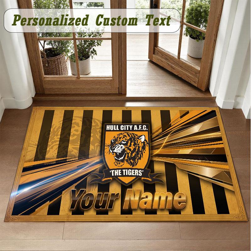 Crystal Velvet Square Rug Custom NameHull FC Pattern Non Slip Home Floor Decor Rug