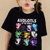 Colorful Cartoon Axolotl Pattern 3D Print T-Shirt Summer Casual Comfortable Girls' Clothing Cool and Comfortable Children's Short-Sleeve Top