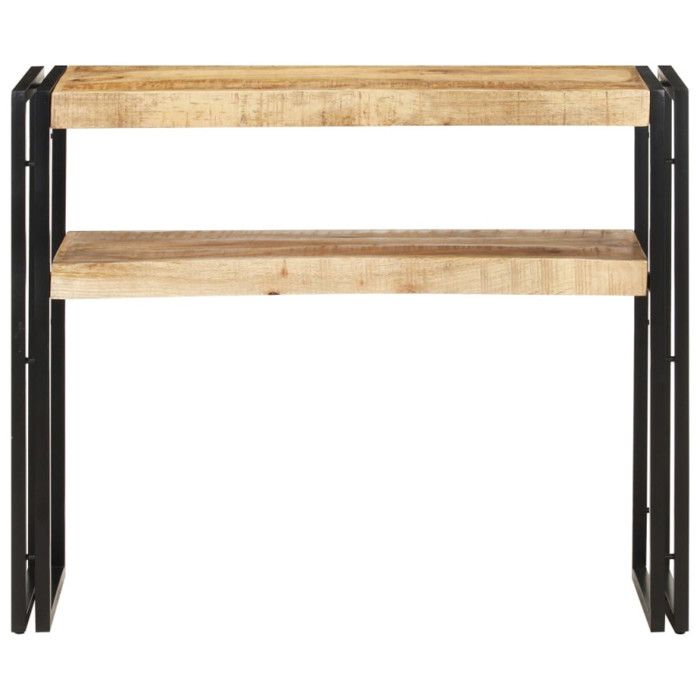 Table Console - VIDAXL - 90x30x75 cm - Bois de Manguier Brut - Fer Enduit de Poudre - Style Classique