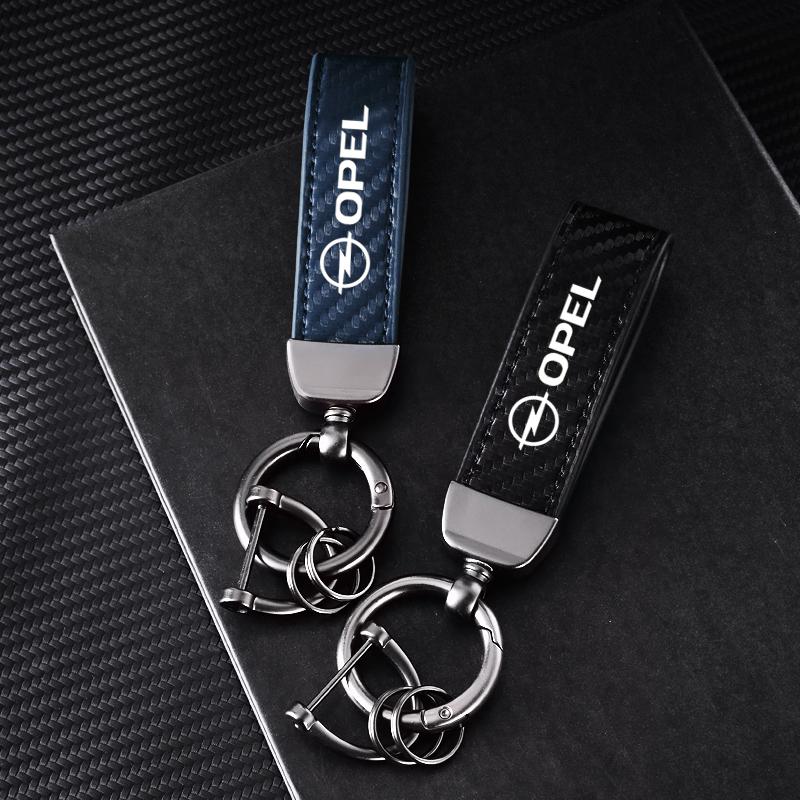 Carbon Fiber Car Keychain Key Chain Ring Metal Leather For Opel Insignia Zafira B Vectra C B Mokka Vectra Astra H G J Corsa D
