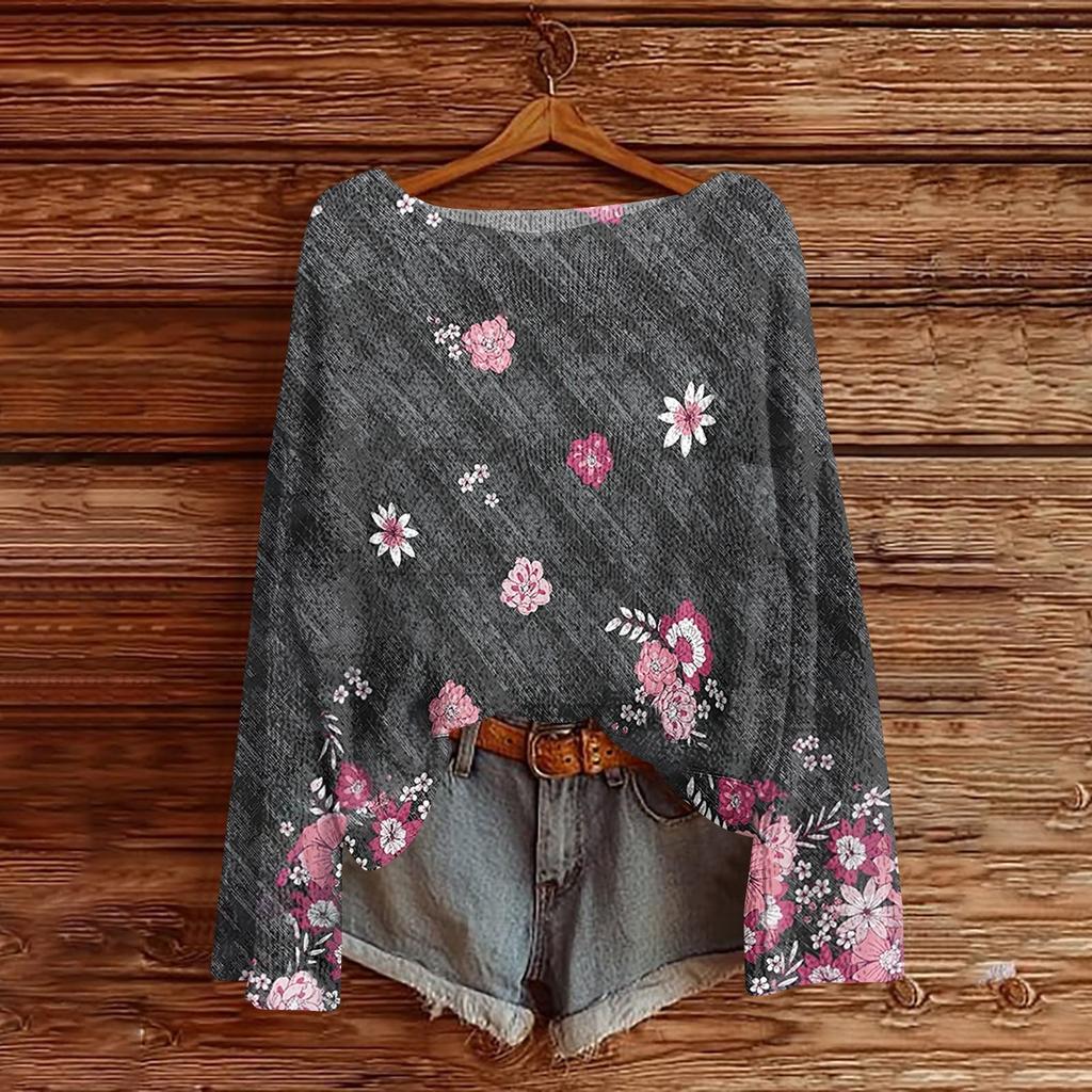 Women's Round Neck Lightweight Sweater Casual Long Sleeve Knit Pullover