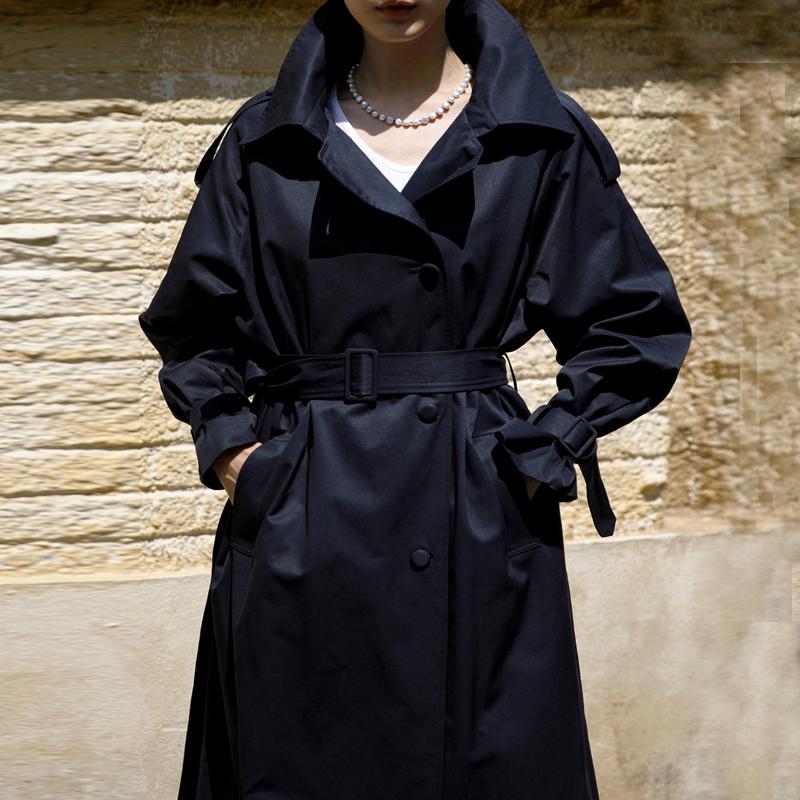 Johnature Gabardina coreana a la moda de Color sólido que combina con todo para mujer, abrigos femeninos holgados con cuello vuelto de otoño