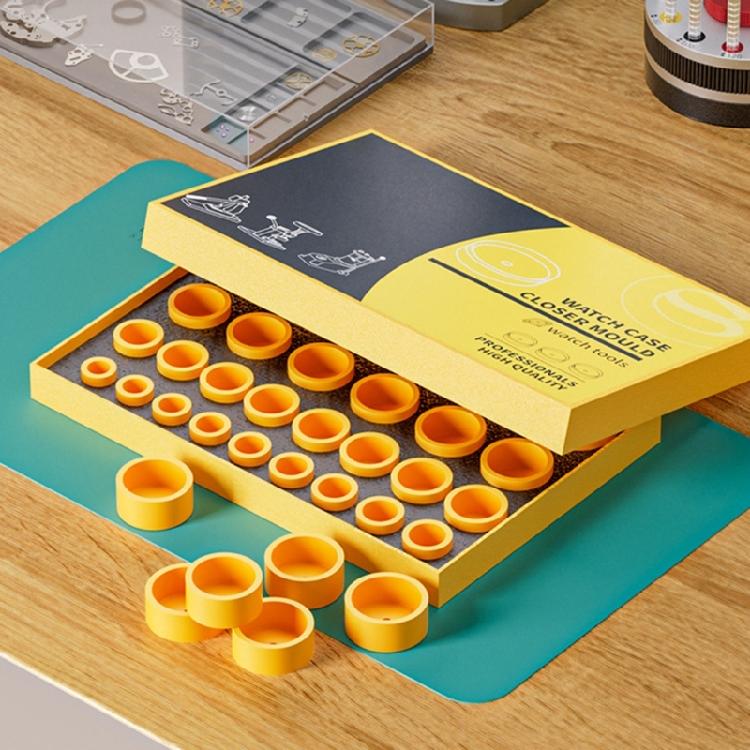 29Pcs/Set Professional Watch Press Die Set Corrosions Resistant Plastic Molds For Crystal Glass Installation Project