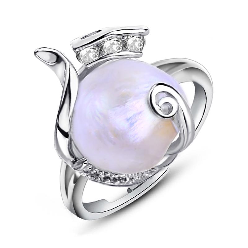 LSOOYH Fashion Kettle Ring Baroque Pearl Jewelry Adjustable Ring Freshwater Pearl Ring For Women
