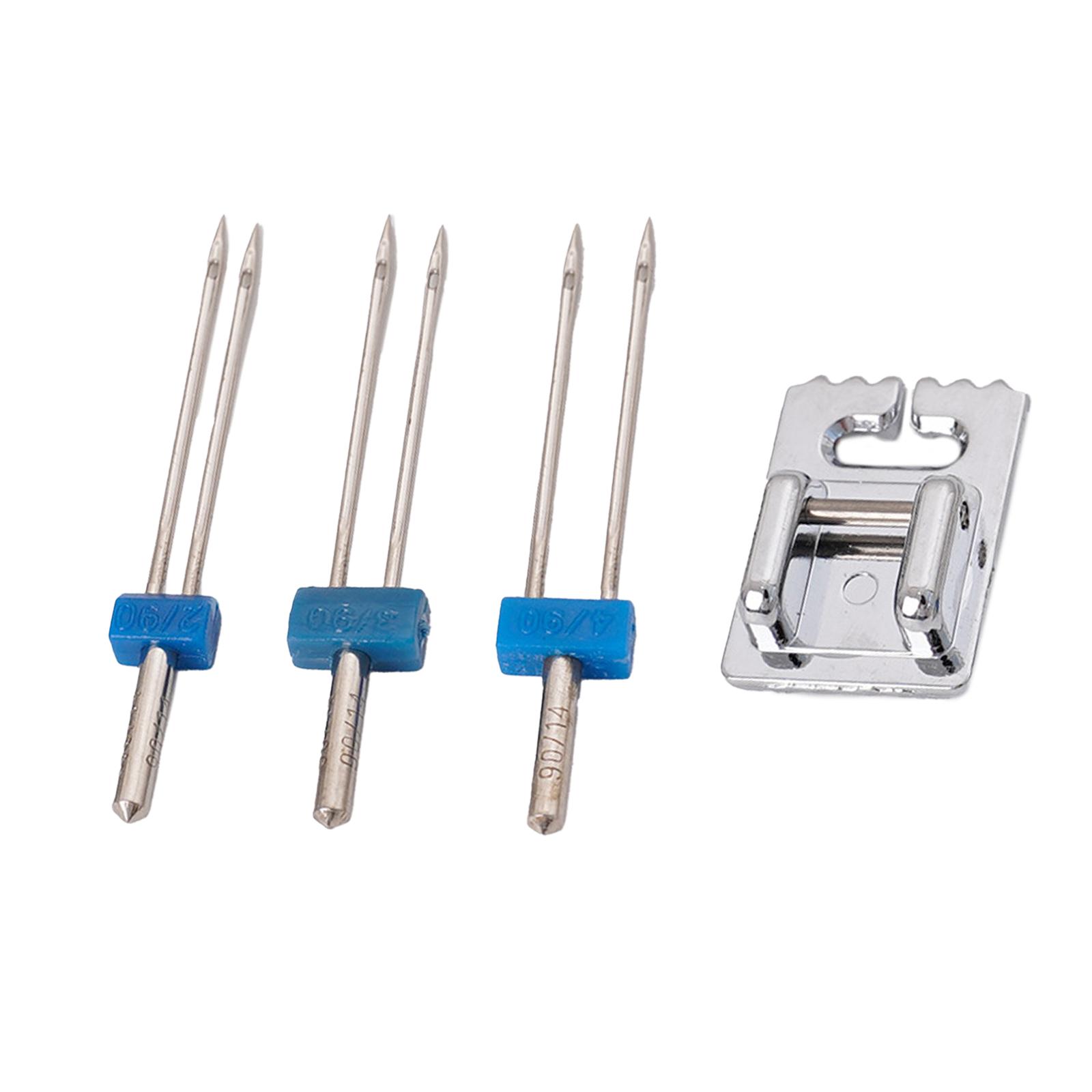 Double Sewing Machine Needle Twin Needle Stretch Machine Needle and Presser Foot Set for Most Household Sewing Machine