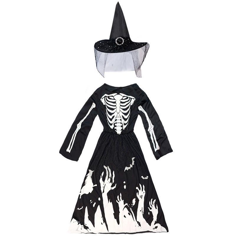 Halloween Women's Luminous Death Skull Skeleton Clothes Girls Halloween Party Dress Up