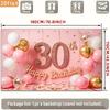 2D 30th Birthday Photography Backdrop Pink Gold Balloon & Confetti Party Background