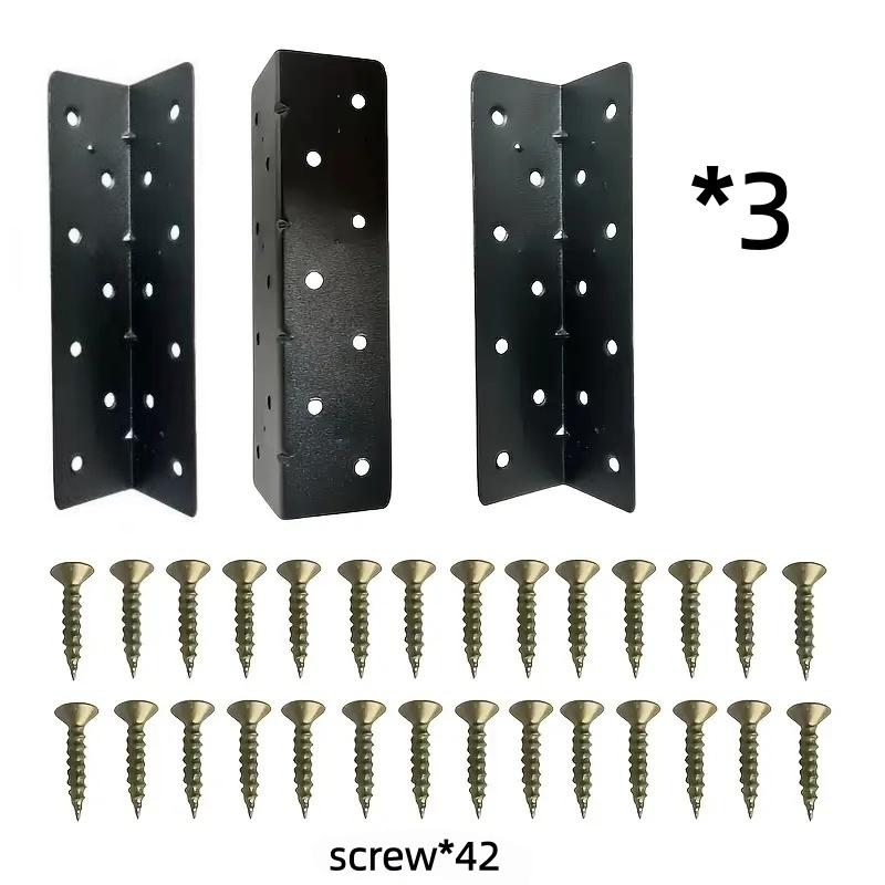 

45pcs 160mm Large L-Shaped Corner Braces with 42 Screws - 90 Degree Heavy-Duty Bracket for Bed, Shelf, Fence Reinforcement чорний