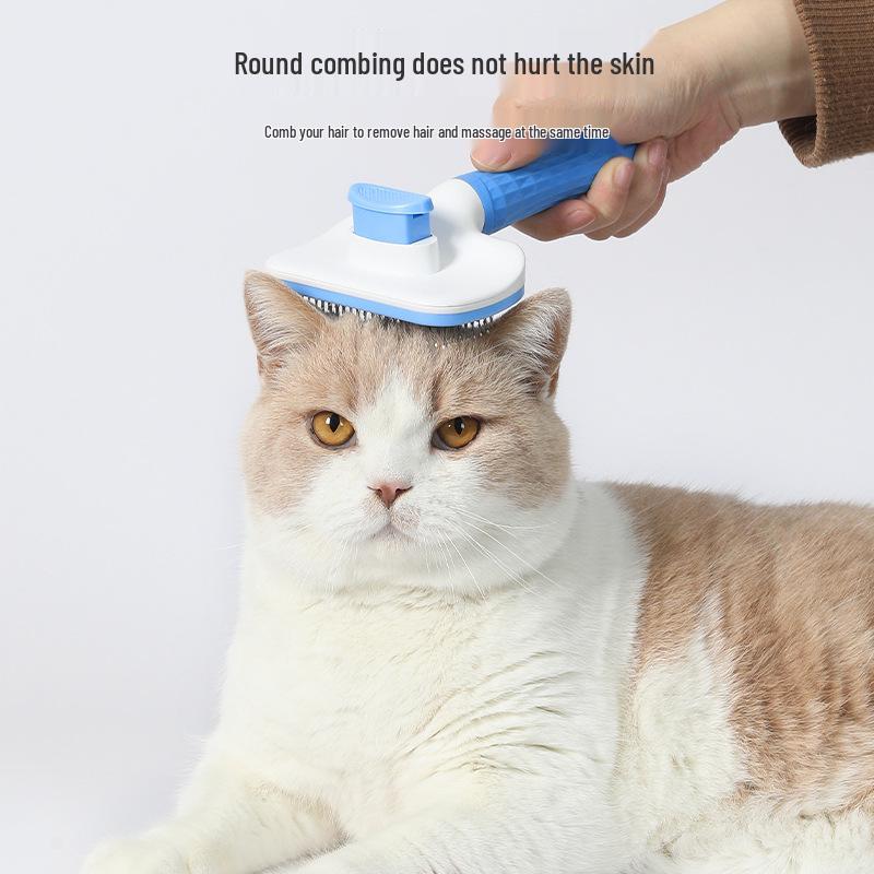 One-Click Self-Cleaning Dog Hair Comb - Stainless Steel Pet Shedding Brush