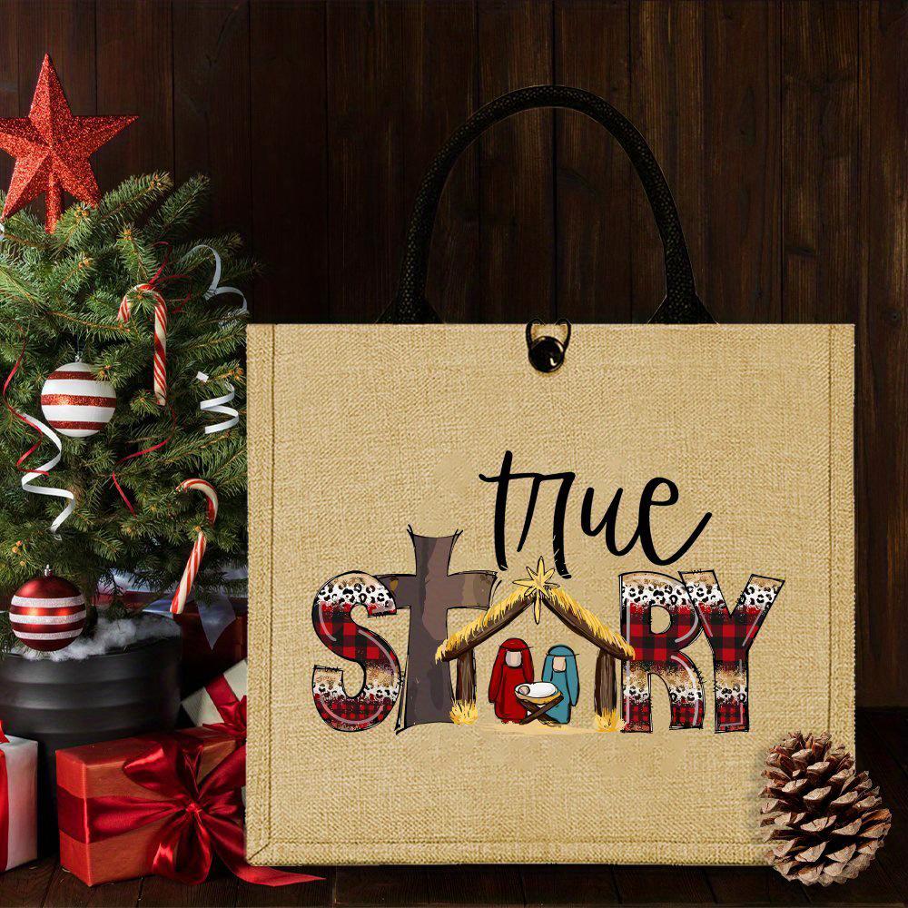 Weihnachtskrippe Jute Tragetasche zum Einkaufen, Reisen & für den Außenbereich