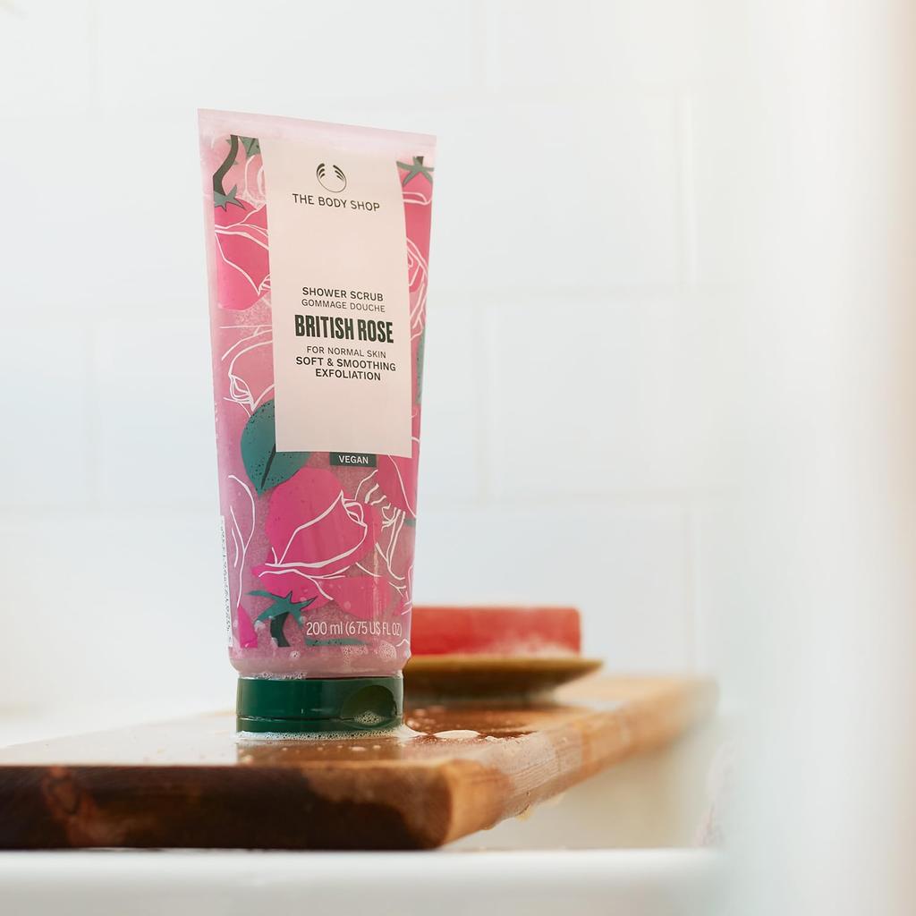 The Body Shop Shower Scrub BR 200mL British [Official] (Scent Rose) [Authentic]