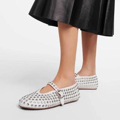 Damskie buty z kryształkami z nitami i pojedynczymi paskami, nowe, okrągłe, z wydrążonymi noskami, wygodne, płaskie, do tańca, baletowe, buty Mary Jane