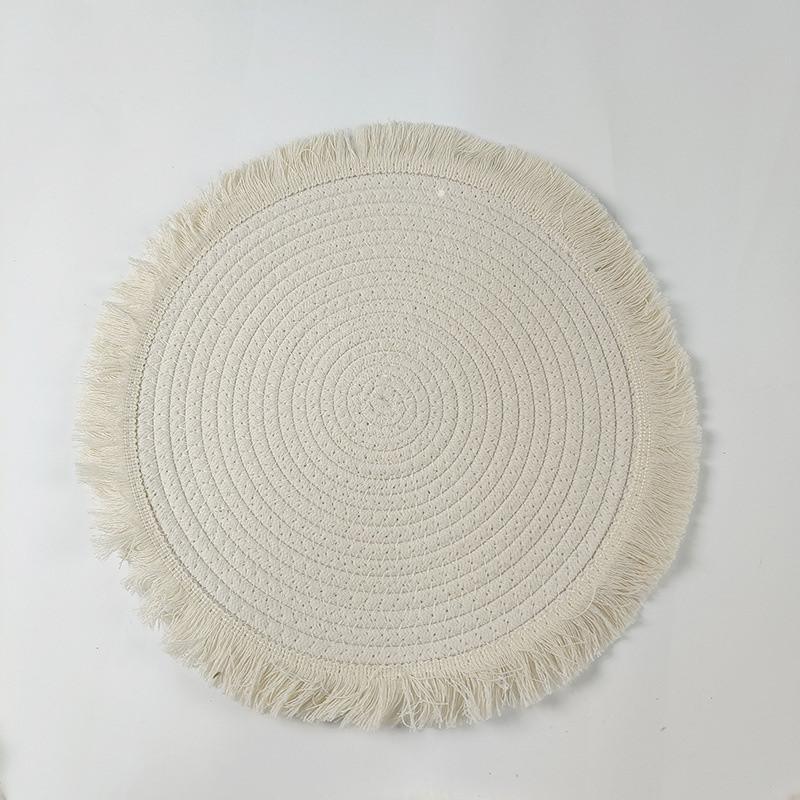

12 Новый Креативный Домашний Обеденный Стол Мат Ручной Работы Плетеный Хлопковый Шнур Кисточка Мат для Западной Еды Аксессуары для Украшения Кухонного Стола