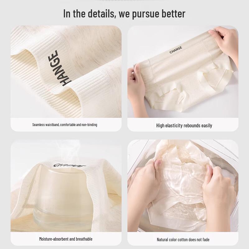 FitonTon Women's 5-Pack Pure Cotton Seamless Boxer Briefs