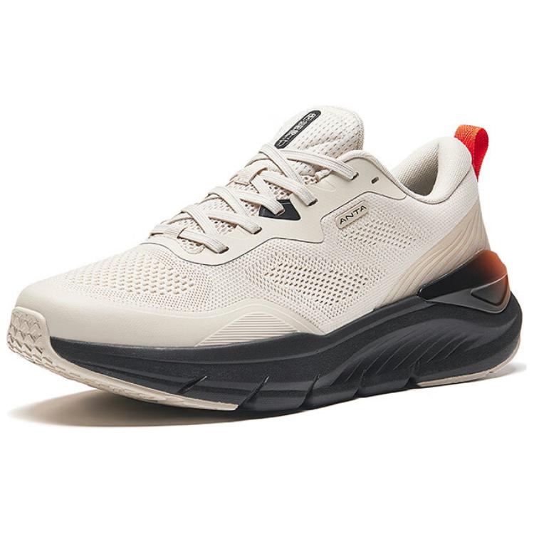 Anta Shenxing 8 Shock Absorption Low Top Running Shoes Men Sneakers Beige Black 112437718-4