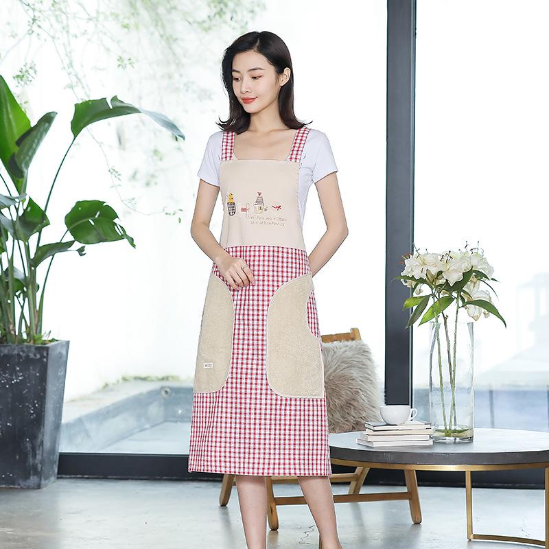 Women s Fashionable Waterproof Hand-Wiping Kitchen Apron