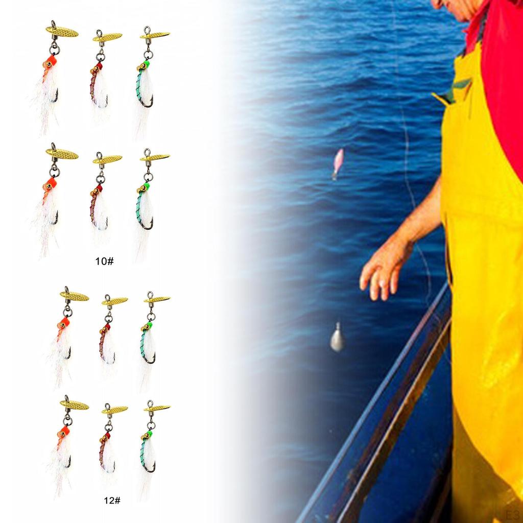 6 Pieces Realistic Fly Fishing Feathers Beadhead Streamers Realstic Artificial Vertical Kit