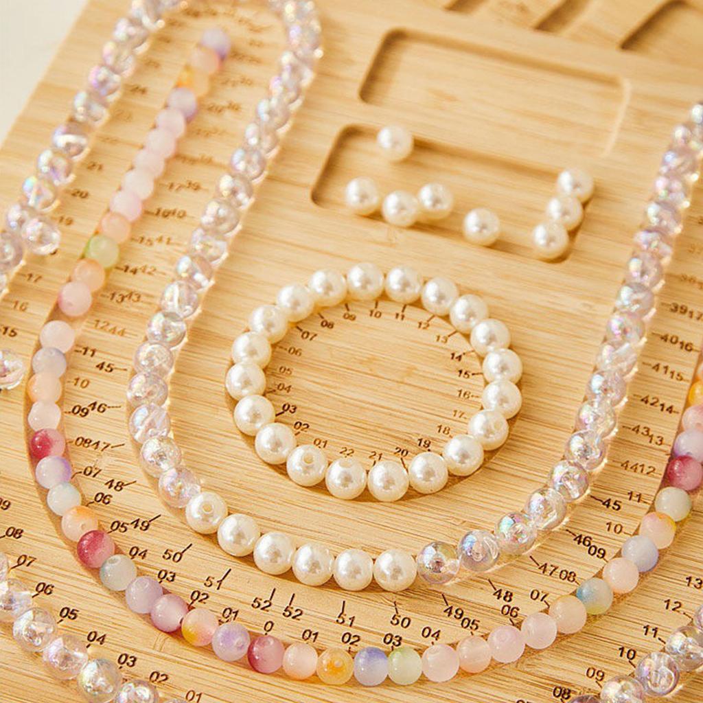 Wood Bead Board Bracelet Beading Organizer Jewelry Making Tray Workbench Size Measuring Plate Craft Tool Accessories