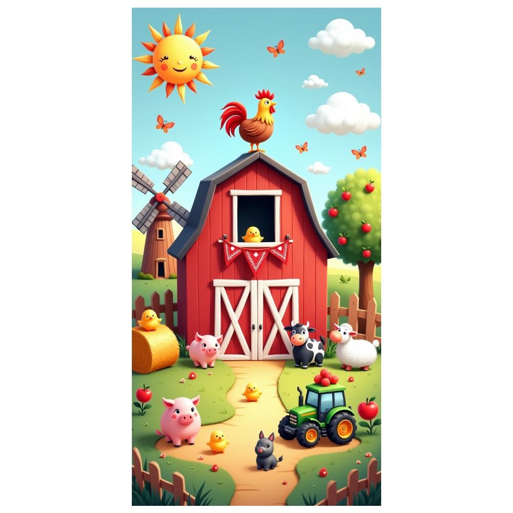 Farm Animal Banner Cute Animal Figures Farm Background Farmyard Background Colorful Farm  Barnyard Backdrop For Kids