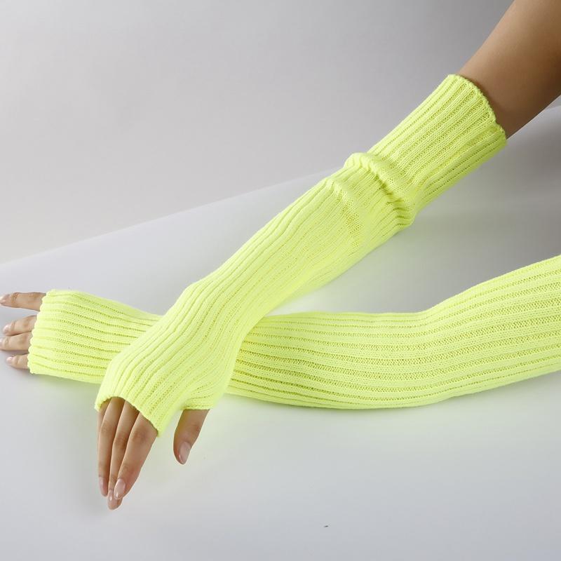 2Pcs/Pair Long Fingerless Gloves Womens Winter Warmer Knitted Arm Sleeve Soft Casual Gothic Punk Style