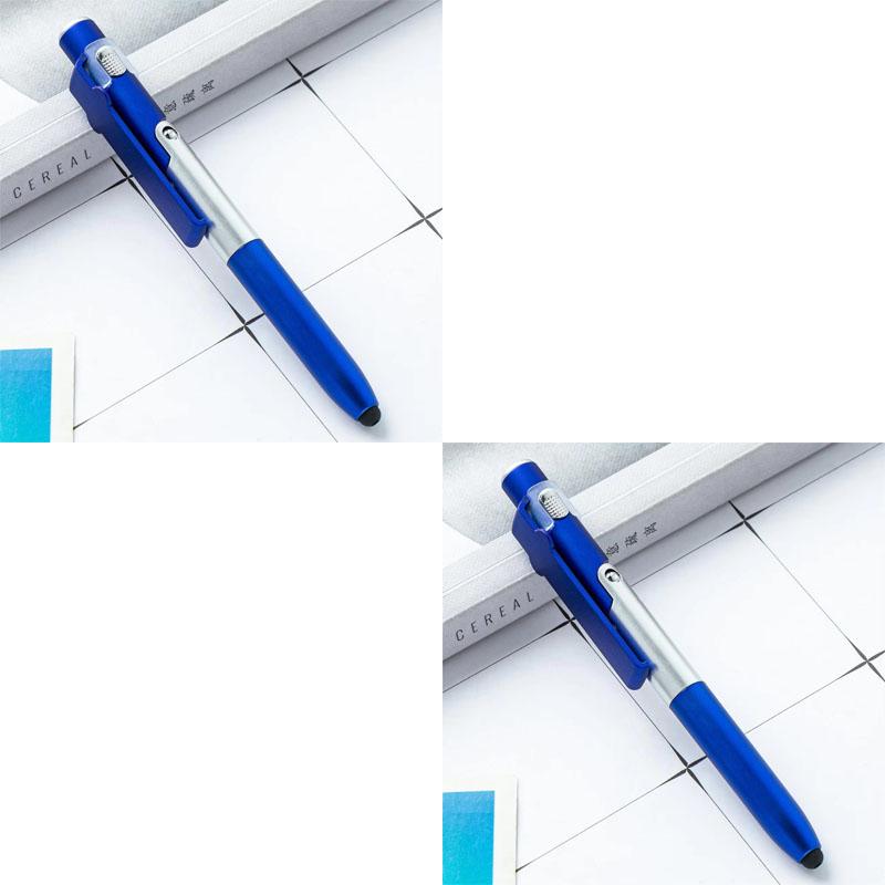 1/2/3pcs 4-in-1 Multi-function Ballpoint Pen Built-in LED Light Foldable Stand Portable Reading Writing Pen Practical School