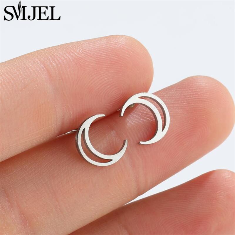 2026 Stainless Steel Geometric Stud Earrings for Women Star Sun Moon Earings Fashion Jewelry Angel Wing Ghost Ear Pendientes