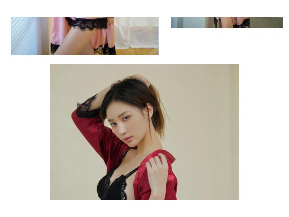 European & American Lace Satin Women's 4-Piece Pajama Set - Sexy, Seductive Nightgown & Robe