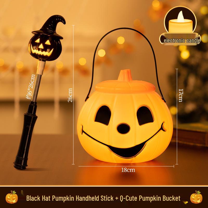 Light-Up Halloween Pumpkin Lantern Stick - Children's Dress-Up and Decor Toy