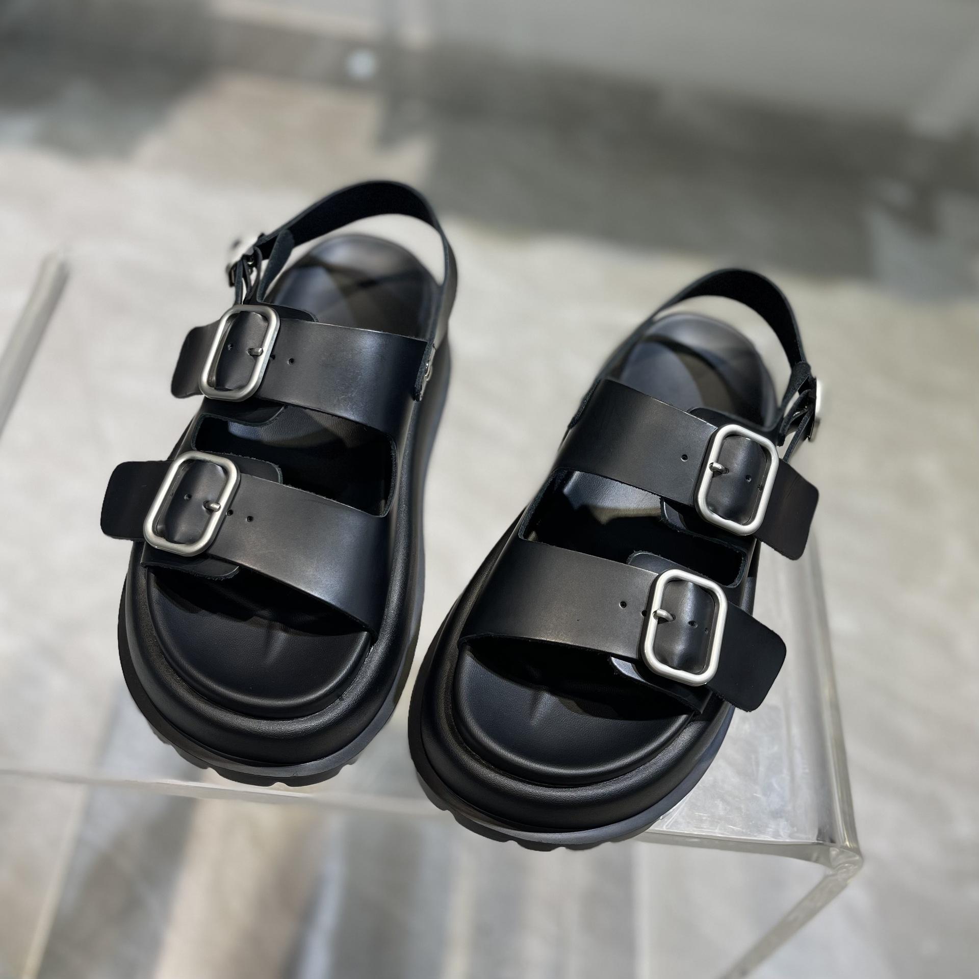 

Модные женские сандалии-гладиаторы на платформе, летние женские сандалии на плоской подошве, модные повседневные женские сандалии с металлической пряжкой и мягкой подошвой 39 чёрный