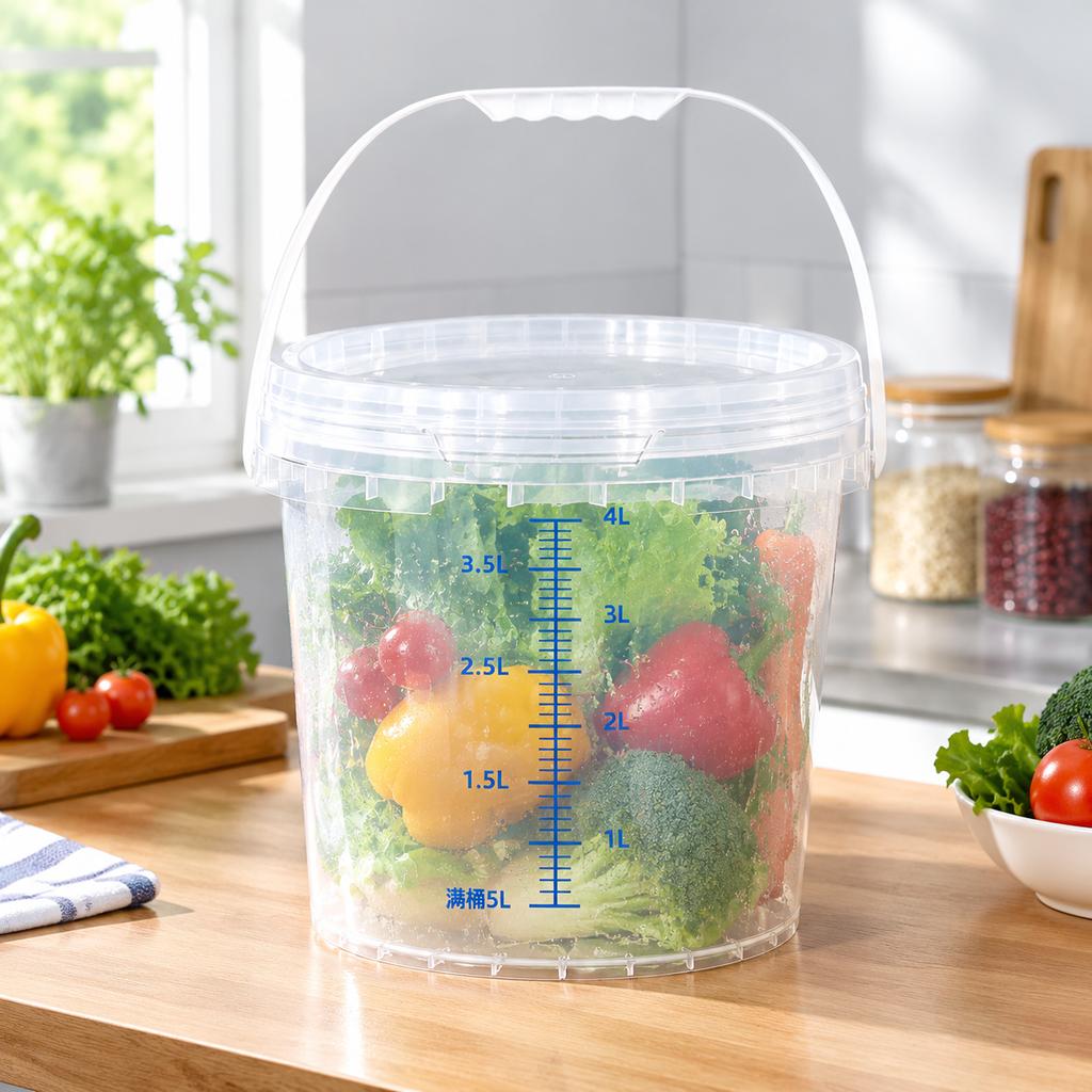 5L Transparent PP Food-Grade Sealed Bucket with Scale
