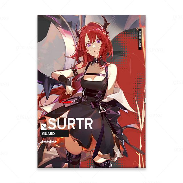 Solid Wood Frame Surtr Arknights Canvas Painting Wall Art Posters Prints Pictures Living Room Decoration Home Decor