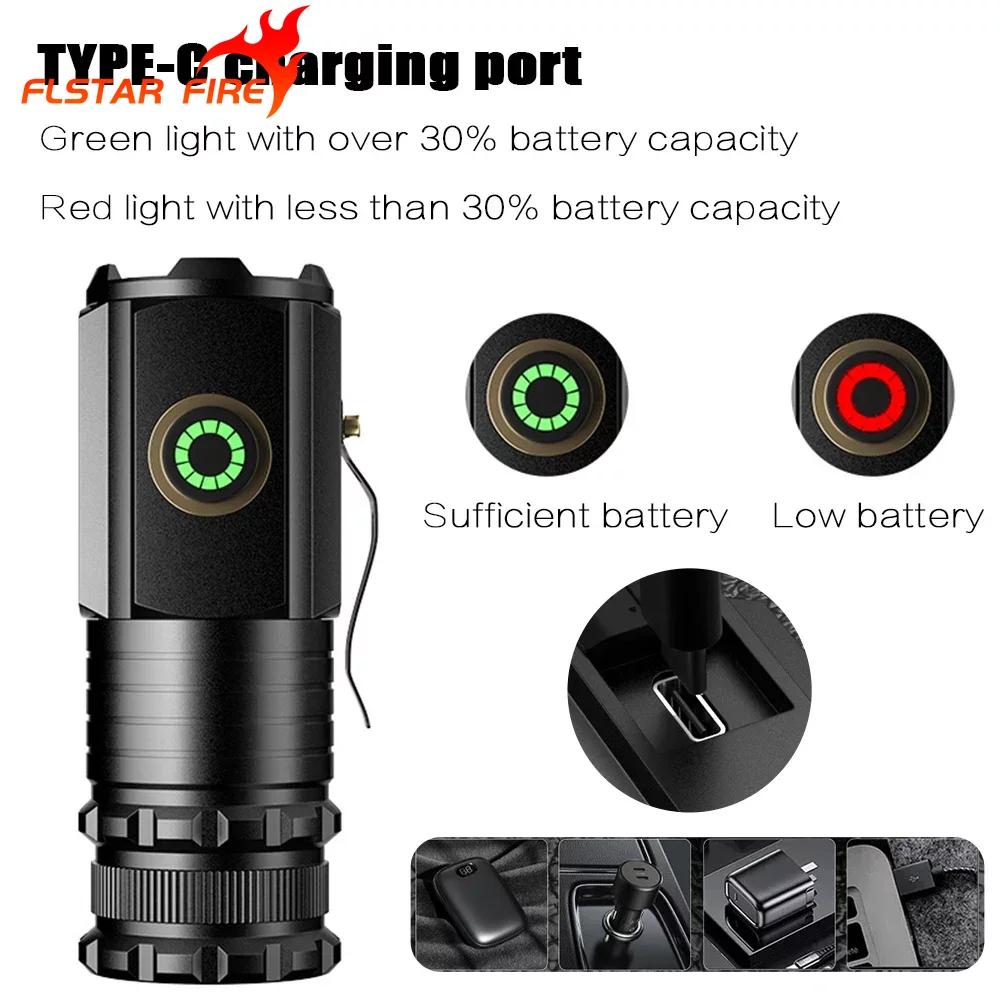 Linterna LED 3 * P35 18350 Mini linterna magnética recargable USB luz IP68 impermeable para senderismo Camping iluminación de Material de aleación