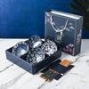 Jingboli Keramik Blau-Weiß Schüssel- & Essstäbchen-Set