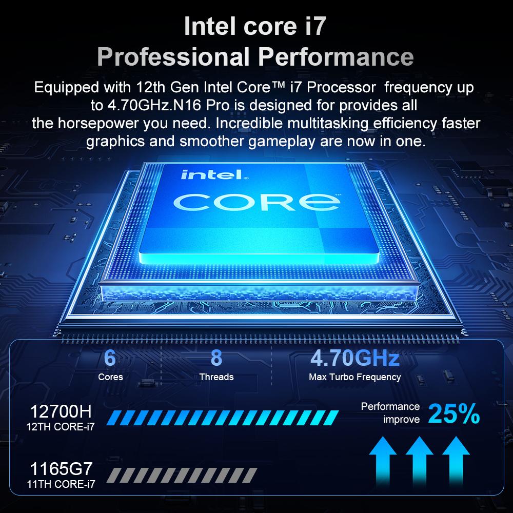 Notebook Ninkear N16 PRO 16'' 16 GB + 1 TB SSD Intel Core i7-12700H 2560x1600 Obnovovací frekvence 60 Hz