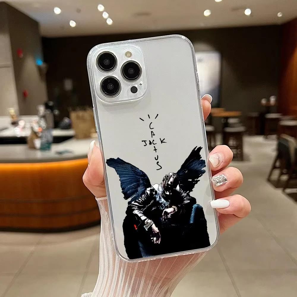 Fashion Hot Phone Case For iPhone 16 15 14 13 12 11 Pro Max XS X XR 7 8 SE Jackboys Travis Scott Soft Transparent