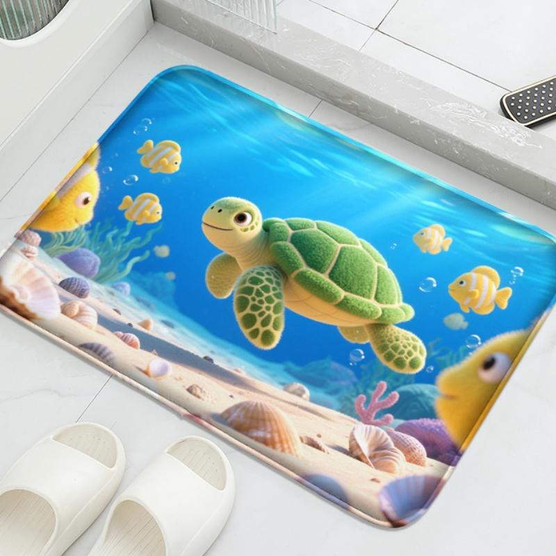 

Cute turtle pattern bathroom mat, water absorbing small carpet, toilet seat cushion, decorative mat, soft and comfortable 40x60cm