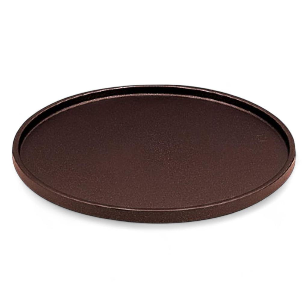 DX3 Round Tray Meta Fugen Lacquerware Made in Japan J-kitchens (Tray) Brown, Lacquer, Non-Slip, 39cm, (ABS Resin),
