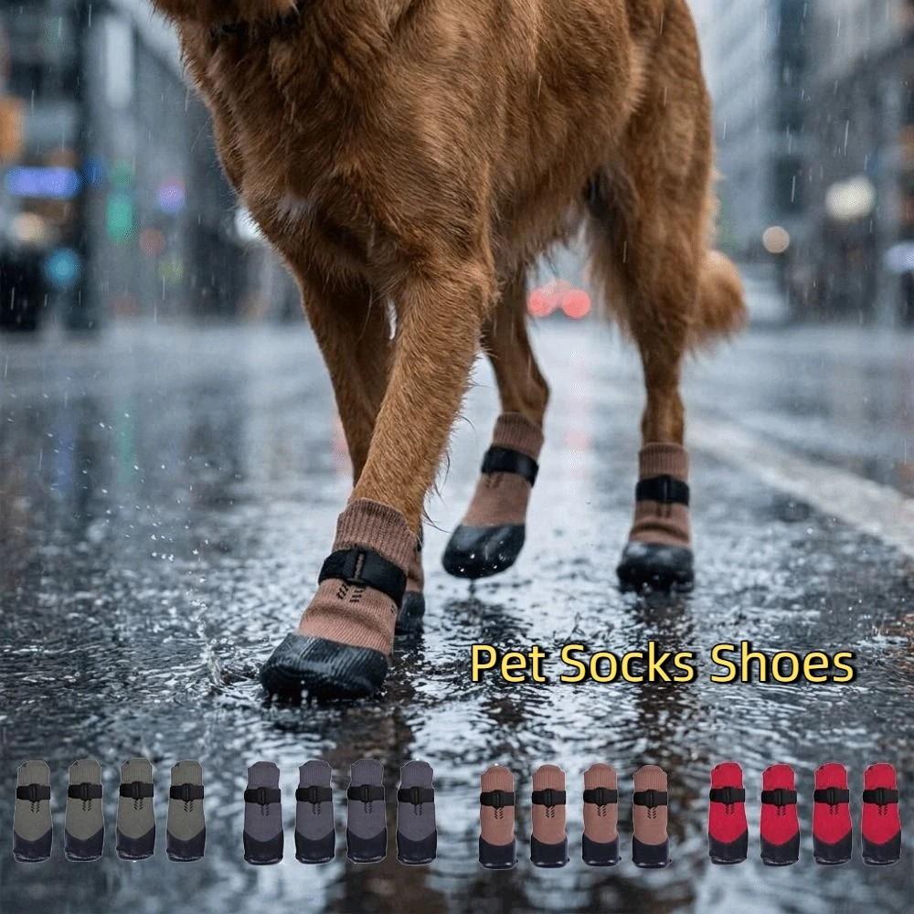 4PCS Dirt-Resistant Waterproof Dog Socks Shoes Wear Resistant Dog Paw Protector Outdoor