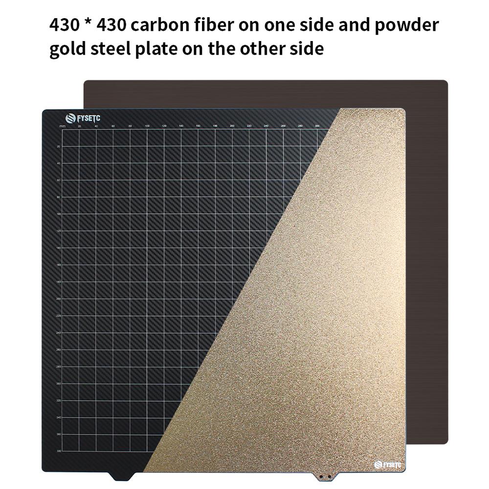 430x430mm PEI Build Plate 3D Print Bed Double Side Powdercoating PEI + Smooth Carbon Fiber Surface