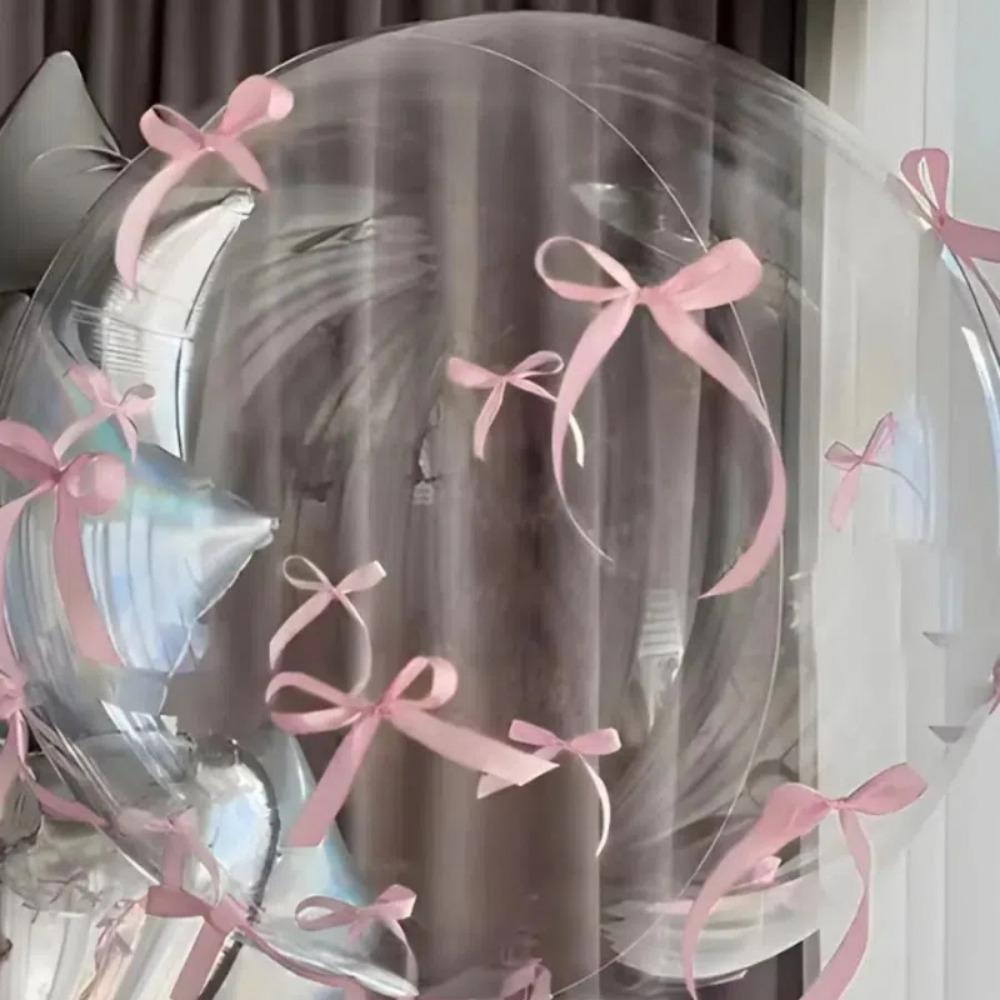 24 Zoll Rosa Schleife Ballon Transparent Party Dekoration Aluminiumfolienballon Verlobung Geburtstag