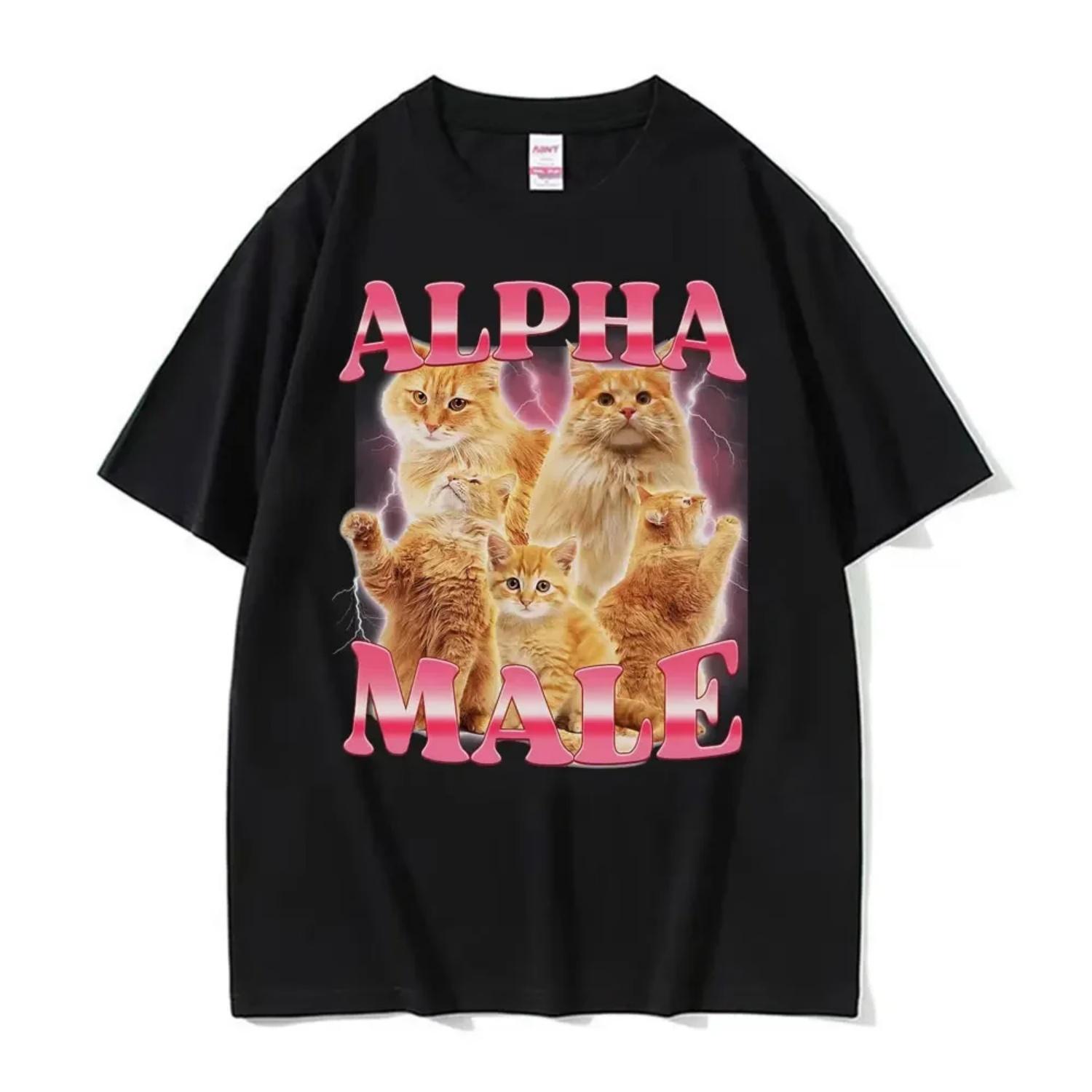 Alpha Male Cat Kitten Funny Meme T ShirtS Women s Clothing Fashion Cute T-shirt Female Casual Short Sleeve T Shirt Tops S